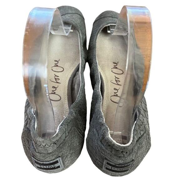Toms Womens Gray Leather Reptile Print Slip On Square Toe Ballet Flats Shoes 7 - Picture 10 of 16
